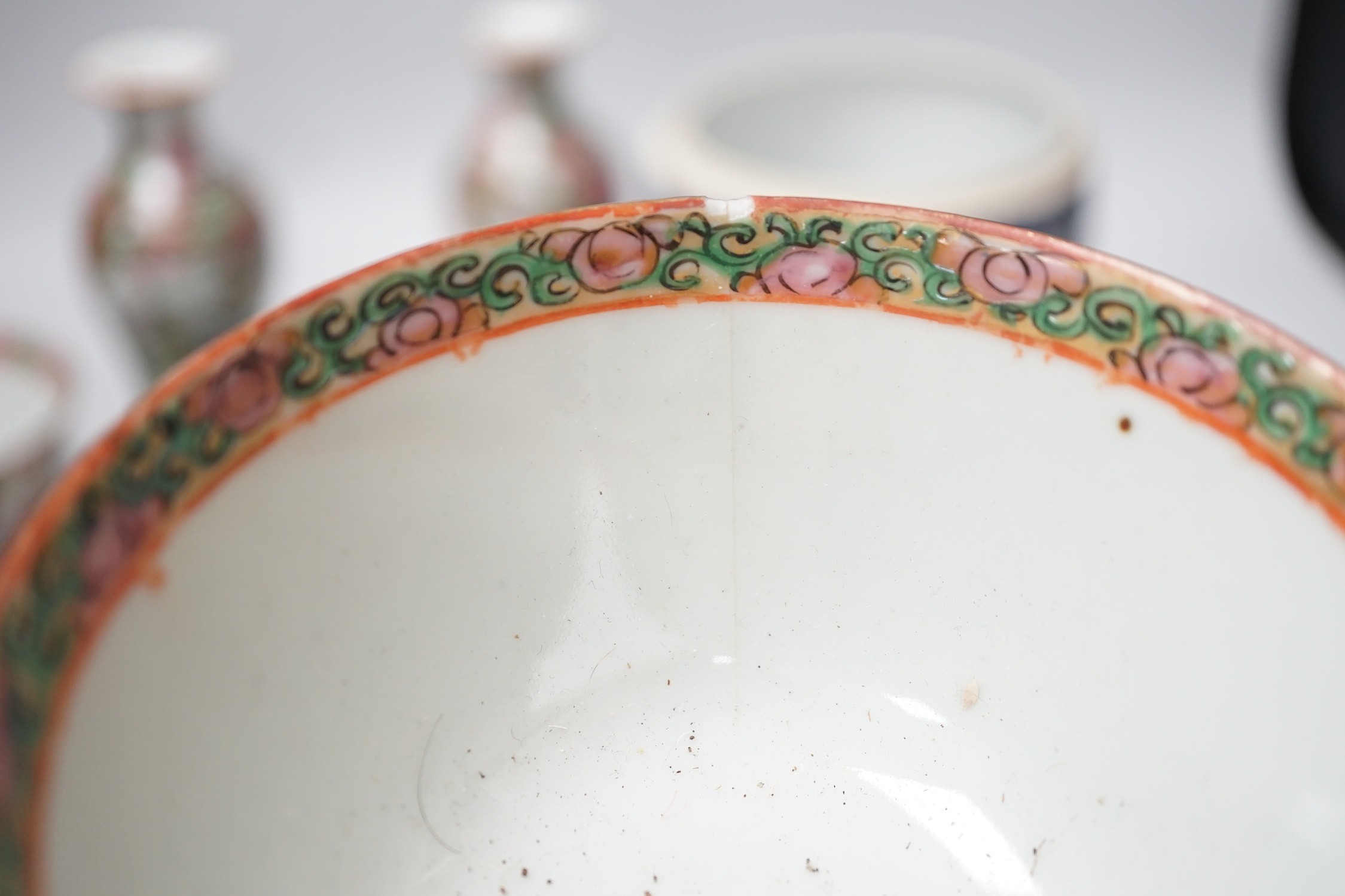 A group of 19th/20th century Chinese enamelled porcelain and a Samson armorial plate